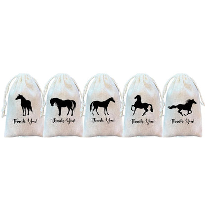 5Pcs Horse Party Favor Bags Farm or Equestrian Themed Goodie Bags Birthday Party Decoration Favor NewBorn Baby Shower Kids Gift