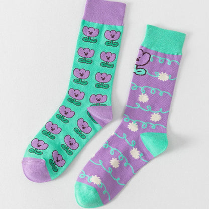 1 Pair Man Women Sock Original AB Tide Socks Colorful Cat Dog Koala Cow Cotton Socks Four Seasons Unisex Socks for Birthday Gift