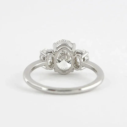 3/6cttw Real Moissanite Engagement Ring with Certificate 3-Stone Oval