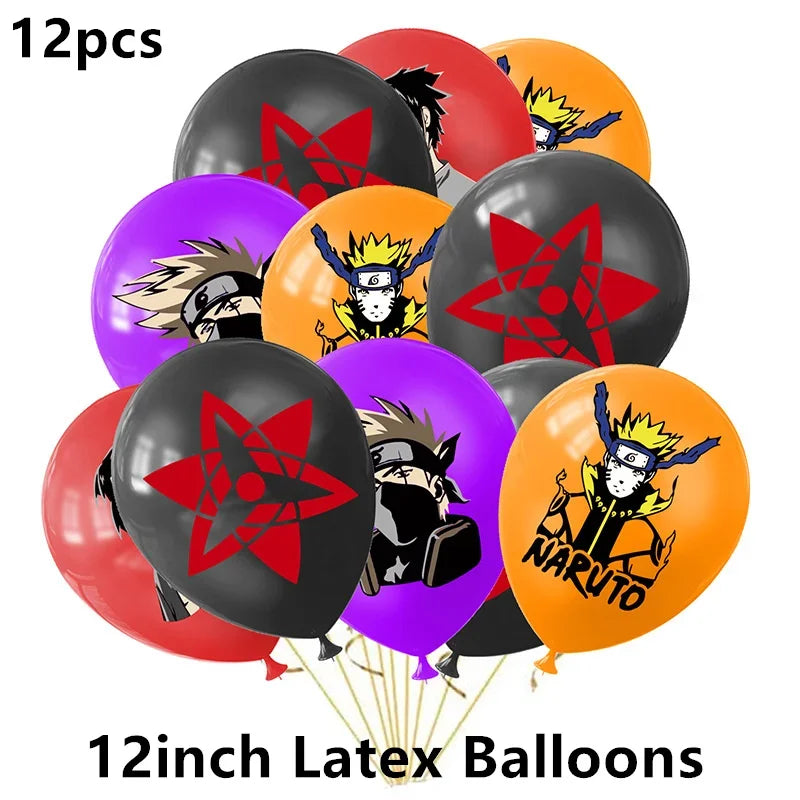 Naruto Kakashi Balloons Uchiha Sasuke Ballons Happy Birthday Banner Party Decoration Kids Toy Cake Topper Disposable Tableware