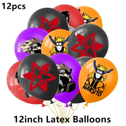 Naruto Kakashi Balloons Uchiha Sasuke Ballons Happy Birthday Banner Party Decoration Kids Toy Cake Topper Disposable Tableware
