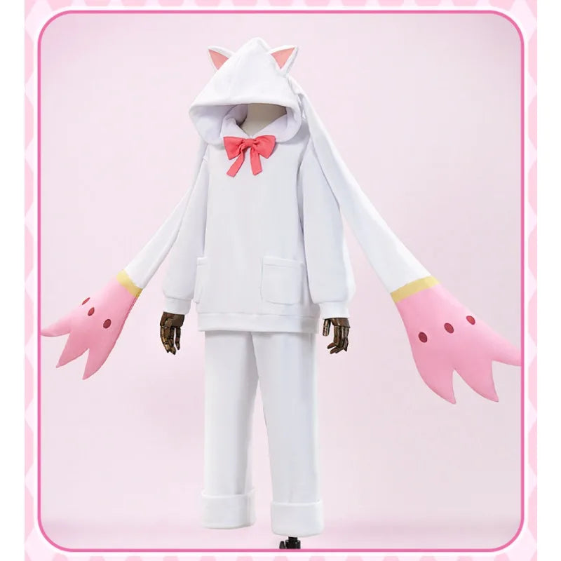 Anime Kaname Madoka Cosplay Costume Cute Pajamas Kawaii Hooded Top Pants Suit for Women Halloween Party Roleplay Outfit