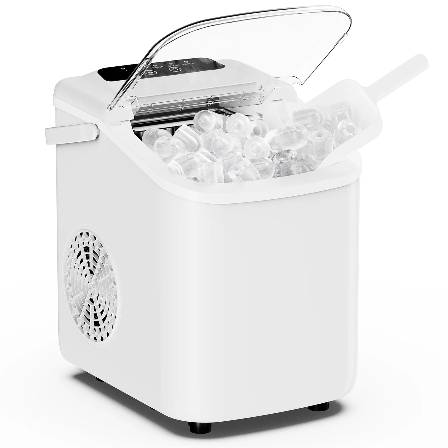 JHK Small Portable Ice Machine Countertop Ice Maker with Scoop Basket and Handle 9 Ice Cubes Ready in 6 Mins 26.5lbs in 24Hrs for Home Kitchen Party