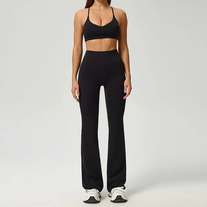 Fitness Suit 2PCS Women Tracksuit Sports Zipper Long Sleeve Yoga Set Gym Clothes Flared Pants Sportswear Female Workout Clothes