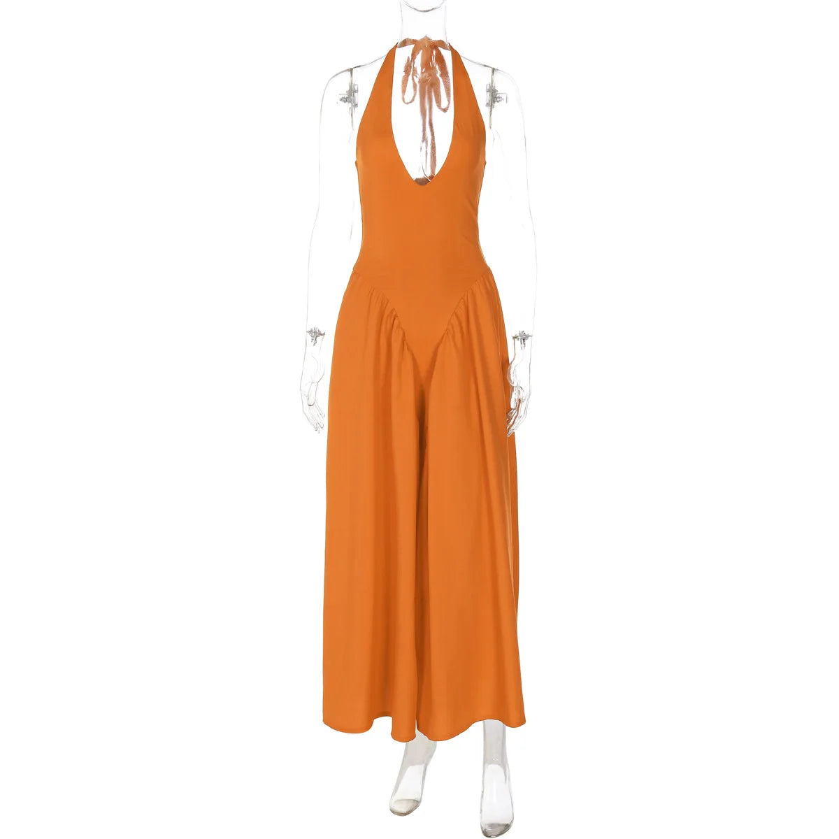 Talenza Backless Deep V Spliced Long Dress Summer Women's Sexy Party Dress Halter New Fashion Slim White Sleeveless Long Dress