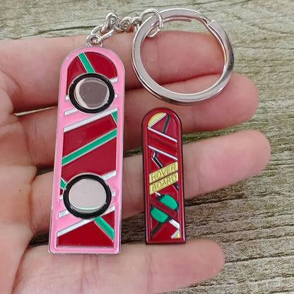 Back To The Future Enamel Pin Hover Board Lapel Pin Back To The Future Keyring Backpacks Briefcase Badge Brooch Fashion Jewelley