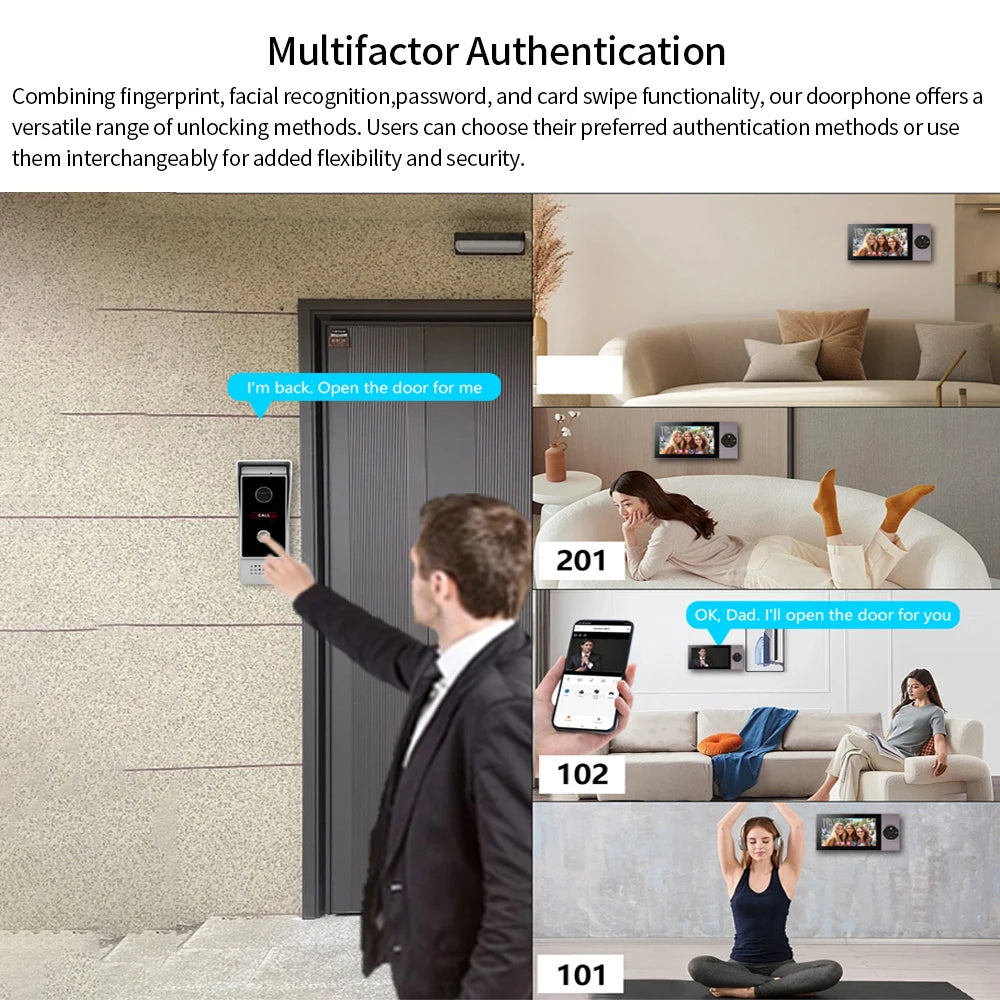 Wifi Wired Smart Home Video Door Intercom System 7" Color Screen Monitor AHD 1080P Doorbell Tuya App Remote Unlock