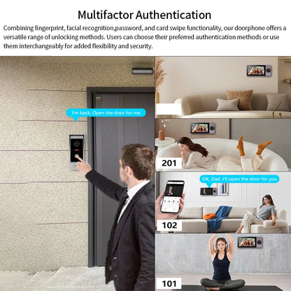 Wifi Wired Smart Home Video Door Intercom System 7" Color Screen Monitor AHD 1080P Doorbell Tuya App Remote Unlock
