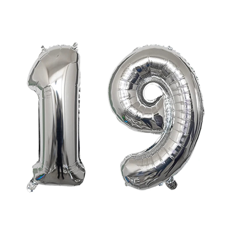 2Pcs 32 Inch Gold Silver Black Blue Red Helium Foil Number Balloon 16 17 18 19 20 21 Happy Birthday Party Decoration Supplies
