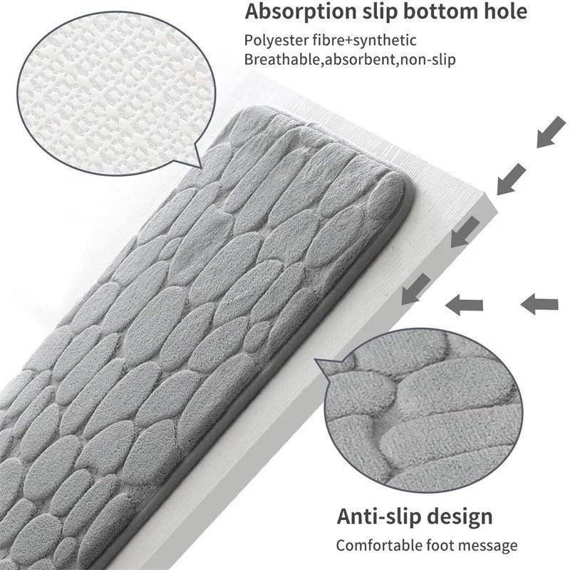 40x60cm/50x80cm Bath Rugs Mat Non Slip Cobblestone Embossed Carpets Bathroom Floor Mat Memory Foam Bathmat Washable Doormat