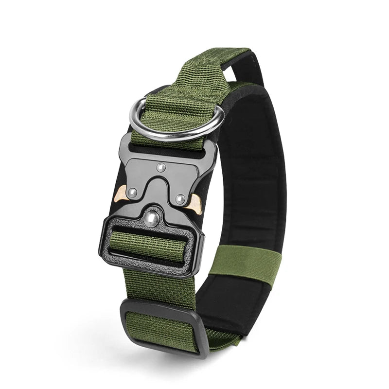 Adjustable Tactical Dog Collar with Metal Buckle Outdoor Walking Training Durable Nylon Collars for Medium Big Dogs Pet Supplies