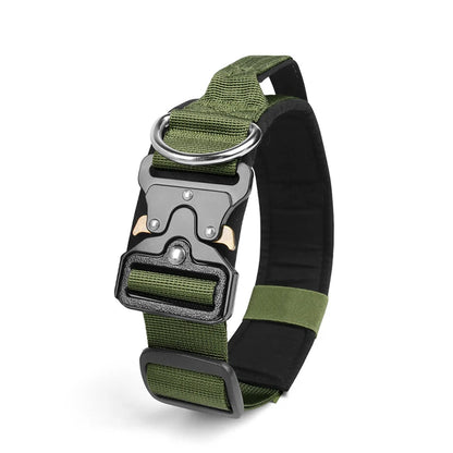 Adjustable Tactical Dog Collar with Metal Buckle Outdoor Walking Training Durable Nylon Collars for Medium Big Dogs Pet Supplies