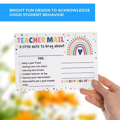 4*6inch 50pcs  Classroom Good Behavior Incentive Motivational Cards Boho Rainbow Happy Mail Teacher Notes to Parents