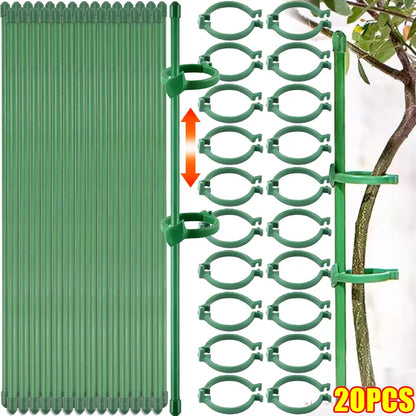 Adjustable Plant Support Rod Garden Stakes Shrub Flower Stick Tomatoes Vine Orchid Stand Potted Plants Holder Pole with Clip