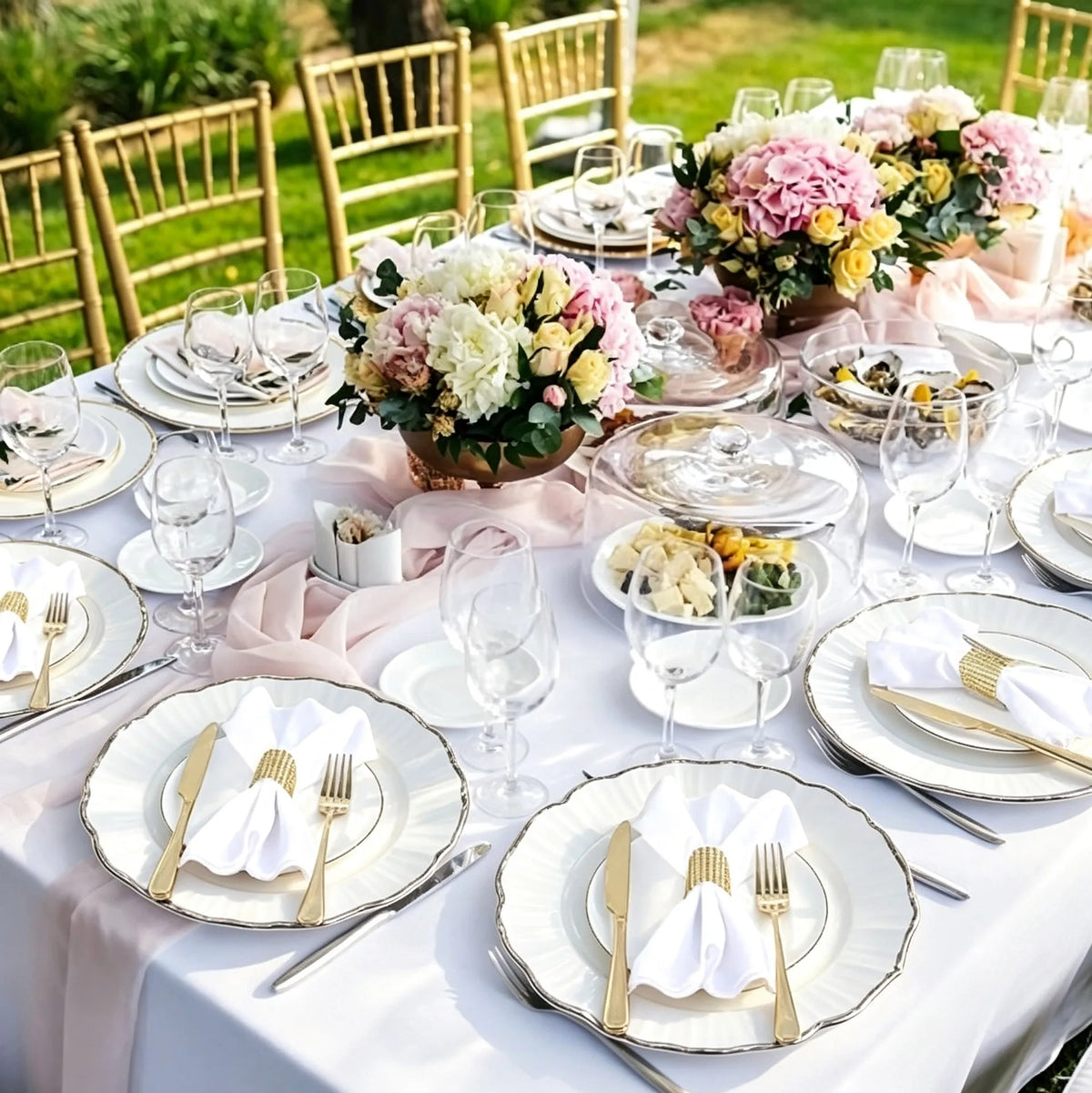 White Flower Ruffled Charger Plates Elegant Tabletop Centerpiece for Wedding Banquet Party Reception Dinner Holiday Table Decor