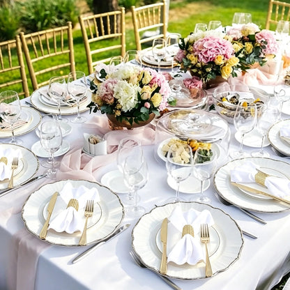 White Flower Ruffled Charger Plates Elegant Tabletop Centerpiece for Wedding Banquet Party Reception Dinner Holiday Table Decor