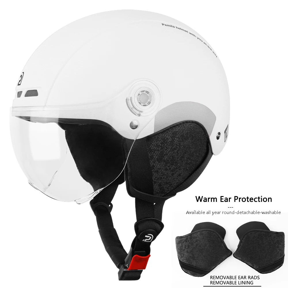 PEMILA Cycling Helmet With Goggles Lens Bicycle Helmet MTB Road Bike Reflective Sticker E-Bike Motorcycle Men Women Bike Helmet