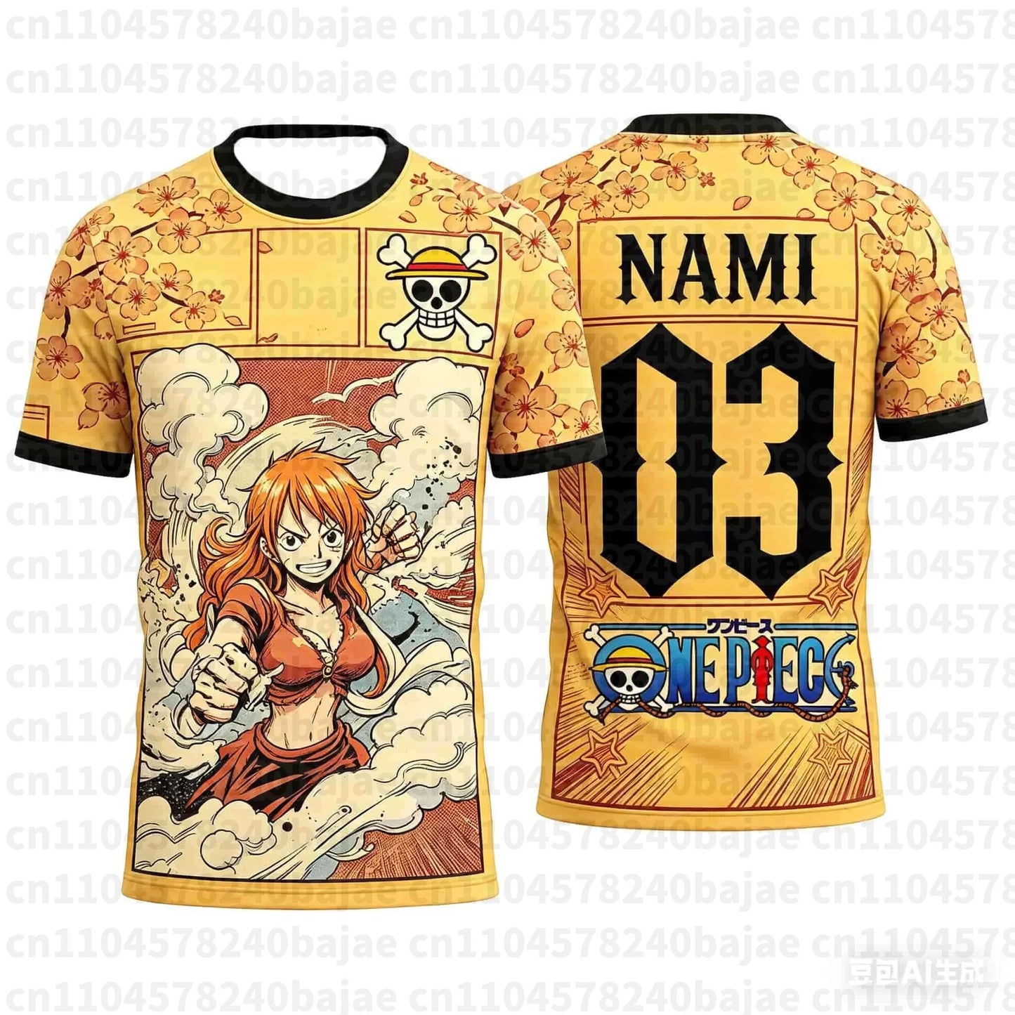 Summer One Piece Luffy Pattern T-shirt Japanese Anime Style Football Jersey Quick-drying Sports T-shirt for Men Family Matching