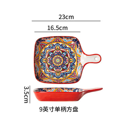 Ceramic Tableware Set Rice Bowl Serving Plate Creative Cutlery Soup Plate Noodle Handle Bowl Sauce Dish Steak Salad Fruit Plate