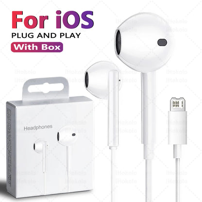 Original Wired Earphones For Apple iPhone 17 16 15 14 13 12 11 Pro Max USB-C Lightning 3.5mm Headphones X XR 8 Phone Accessories