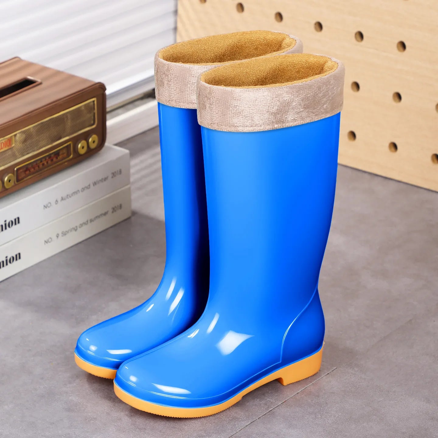 Comemore Rainboots Women High Long Boots Non-slip Waterproof Shoes 2023 New Rain Boots Fashion Print Women's Mid Calf Galoshes