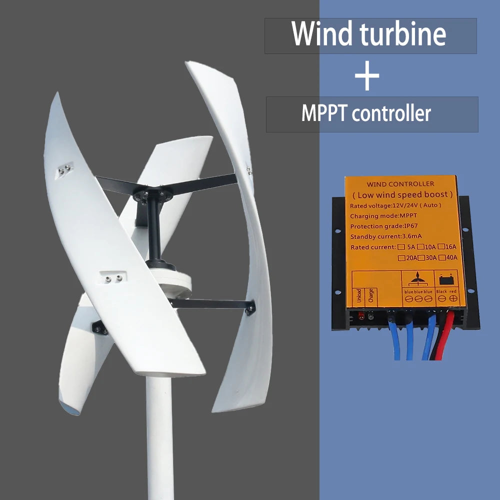 Vertical Axis Wind Turbine 3000W 48V 24V 12V Wind Generator VAWT Home Small Windmill Free Energy With MPPT Charging Controller