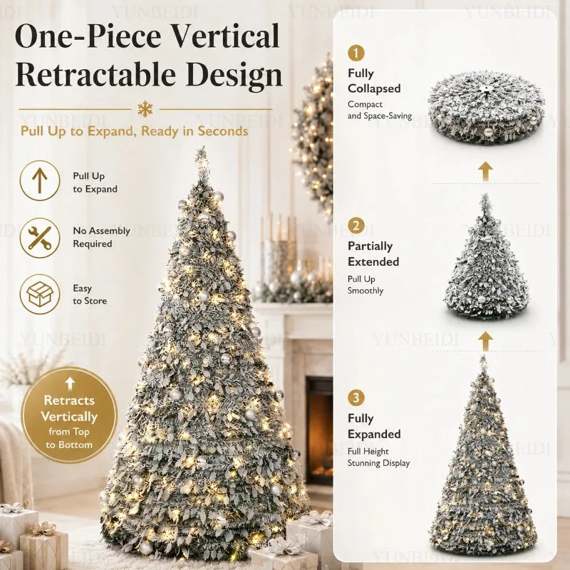 Integrated Foldable Christmas Tree with Ornaments LED Lights High-end Christmas Tree 150cm/180cm Home Christmas Party Decoration