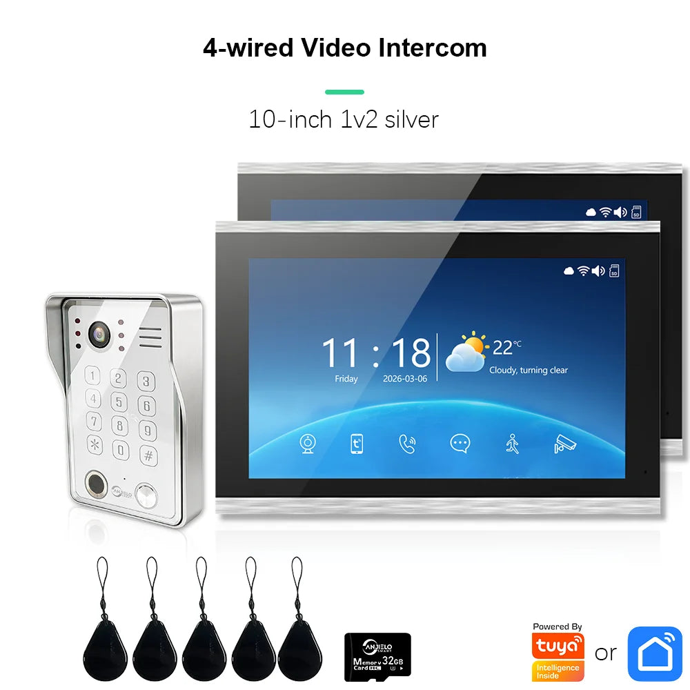 ANJIELO Doorbell Video Intercom System for Home Doorphone Tuya Smart 1080P Monitor Motion Detection Digital Photo Frame