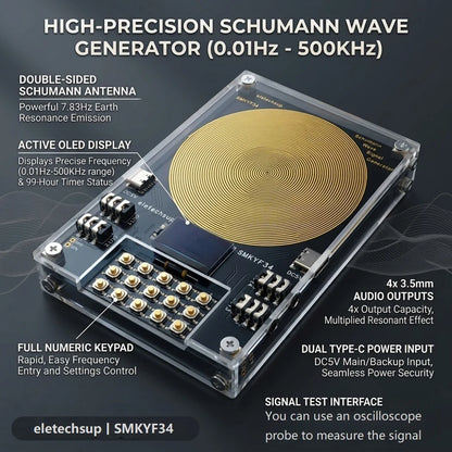 4CH Schumann Wave Signal Generator 0.01Hz-500KHz 7.83Hz Ultra Low Frequency Resonance Module OLED Display for Sleep Meditation
