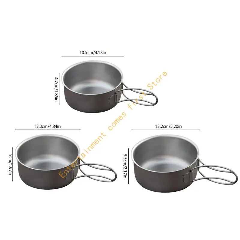 Outdoor Meal Bowl for Camp Cooking, Metal Camping Bowl with Wire Handle, Textured Finish and Camp Use for Backpackers and