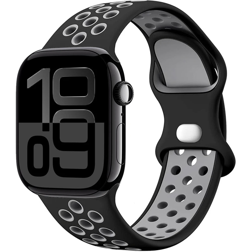 Silicone Strap For Apple Watch 11 10 9 8 7 46mm 45mm 42mm 41mm Ultra 3/2 49mm Breathable Bracelet Wristband iWatch 6 5 4 SE 44mm