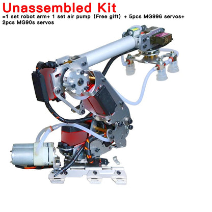 Arduino 7 Dof Large Suction Air Pump Robot Arm Multi DOF Manipulator Mindustrial Robotic Model 6-Axis Robot Claw Gripper