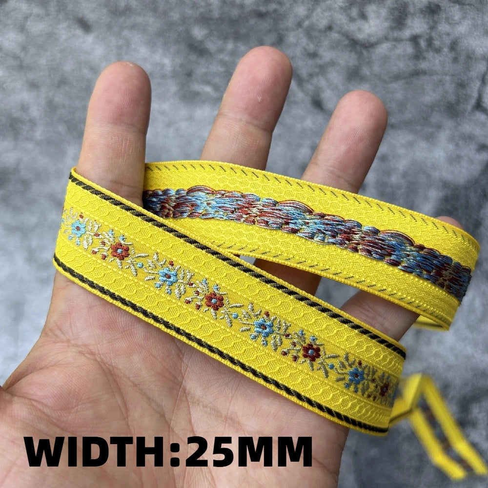 5 Yards 1~3CM Geometric Flower Designs Are Selling Well Embroidered Jacquard Ribbon Decorative Clothing Dog Chain Curtains