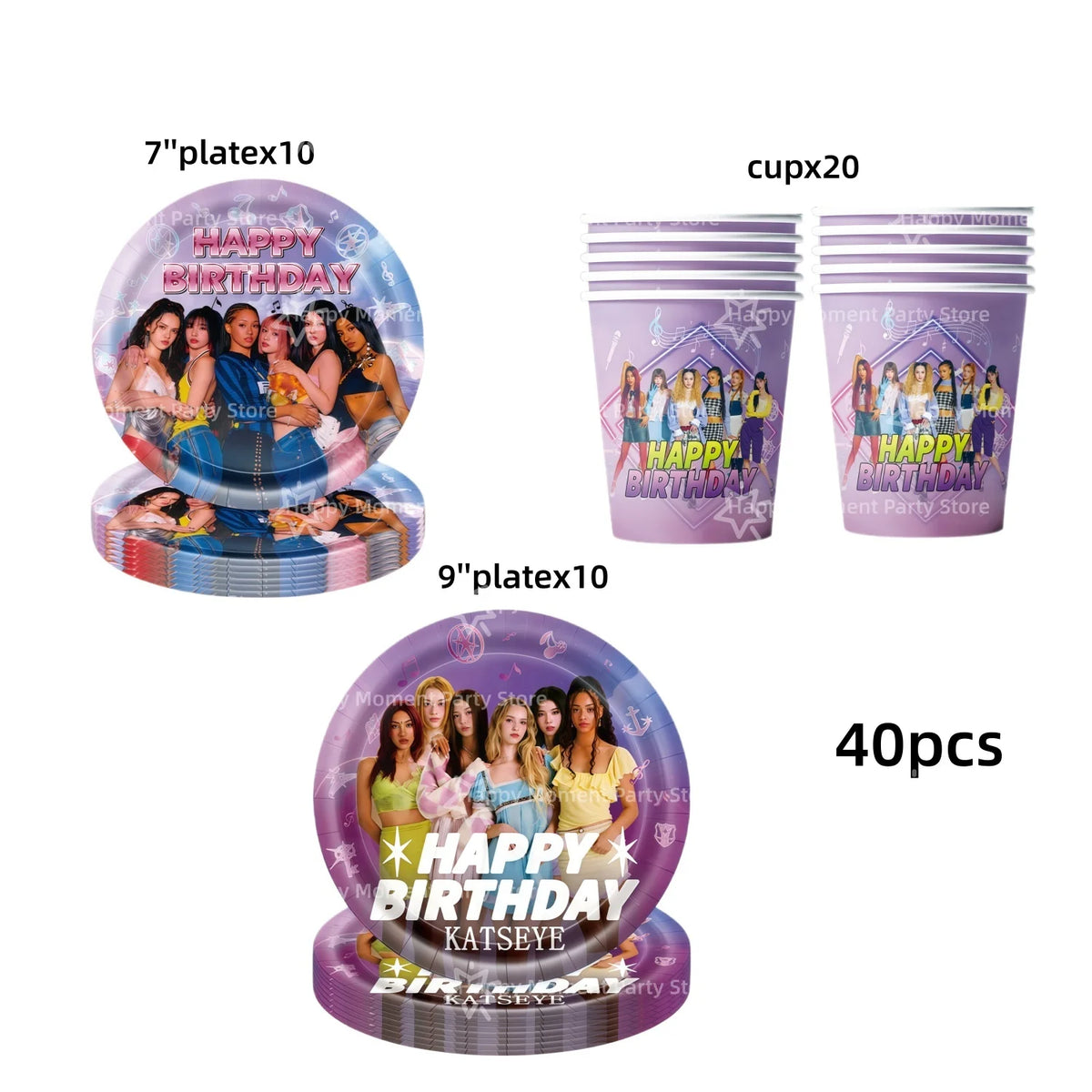 Kpop Katseye Party Decoration Tableware Tablecloth Cup Plate Napkin Sticker Bags Balloons Baby Shower Kpop Party Favors Supplies