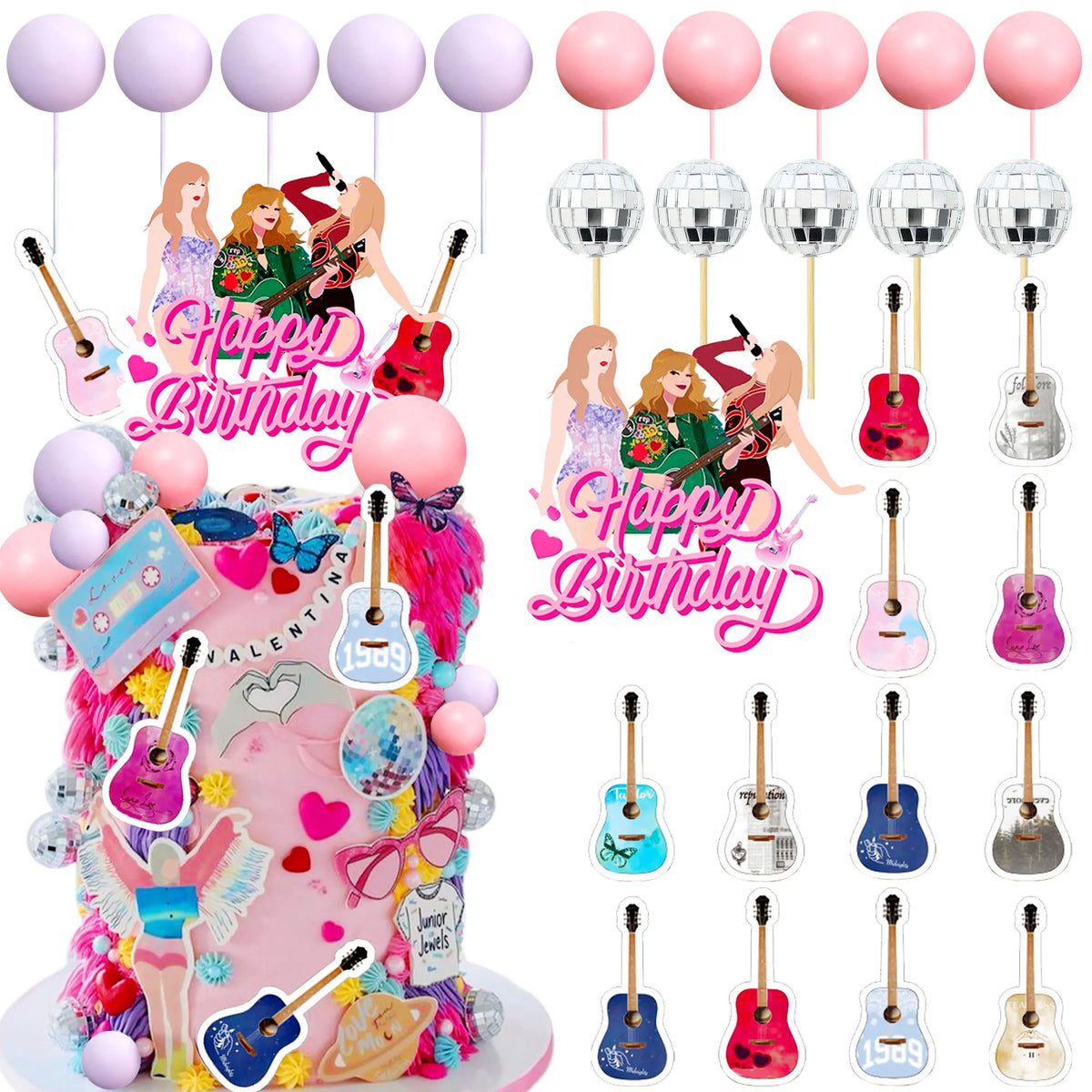 LaVenty  Singer Birthday Cake Decoration 1989 Girl Cake Topper Party Decorations Birthday Girls Theme Photo Backdrop Era Party