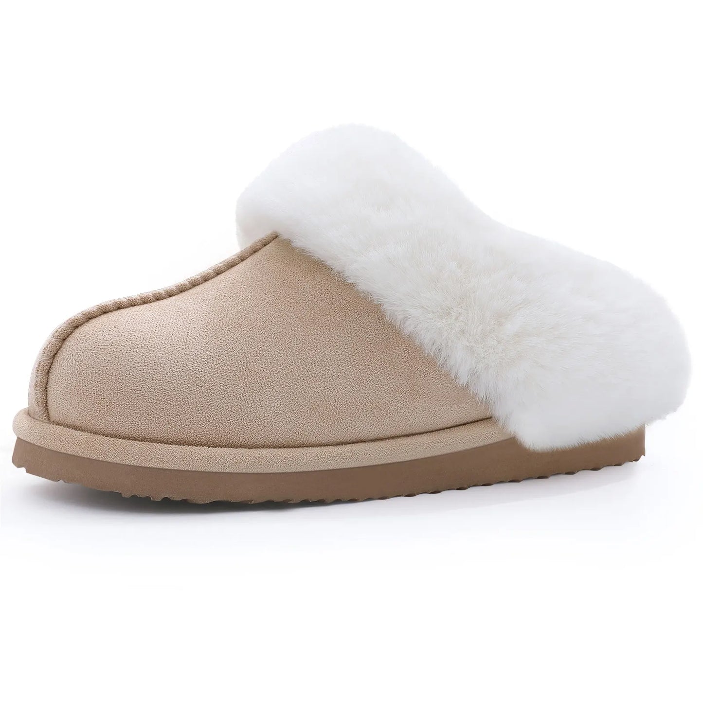 Comwarm Winter Suede Fur Slippers for Women Plush Home Slippers Fluffy Faux Fur Shoes Indoor Outdoor Furry House Fuzzy Slides