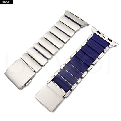 URVOI Stratos Band for Apple Watch Ultra 3 2 Series 11 10 9 8 SE3 Titanium Silicone Strap Magnet Clasp Bracelet DLC Coating 49mm