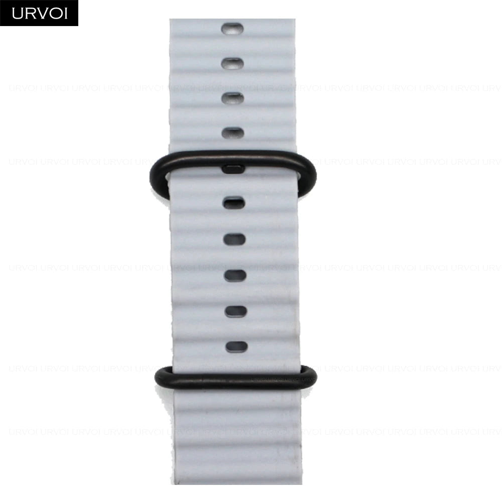 URVOI Ocean Band for Apple Watch Ultra 4 3 2 Strap Series 12 11 10 SE Sport Band for iWatch Silicone Wristband Black Buckle 49mm