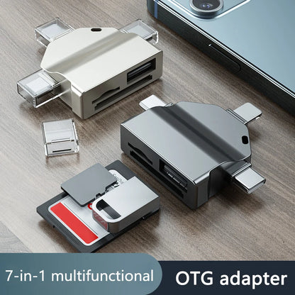 Multifunction 7 in 1 Card Reader USB 2.0 Type C to SD Adapter USB Flash Reader for PC Laptop Accessories Multi Smart Cardreader