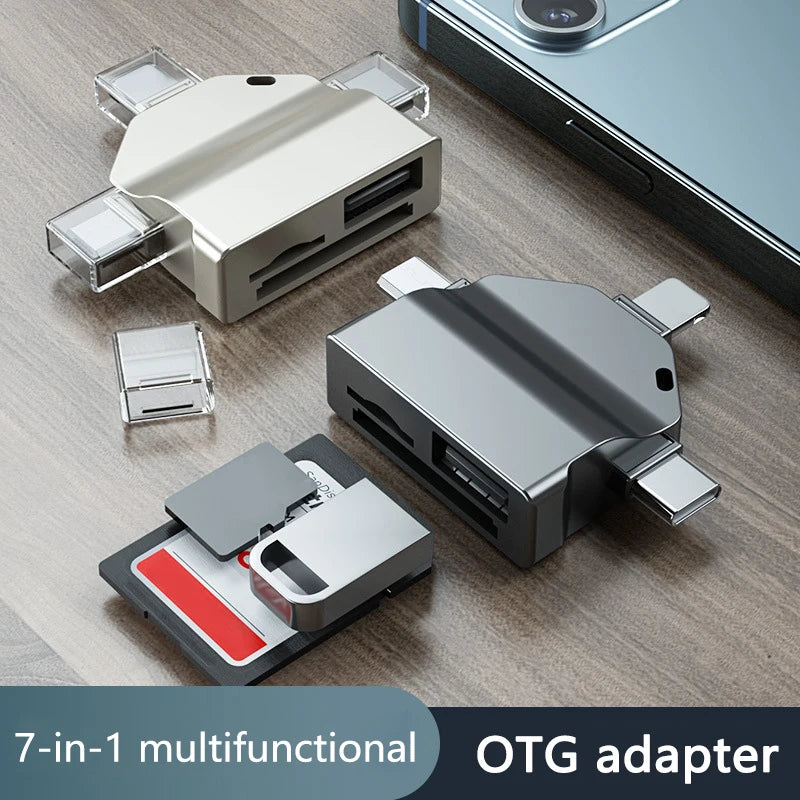 Multifunction 7 in 1 Card Reader USB 2.0 Type C to SD Adapter USB Flash Reader for PC Laptop Accessories Multi Smart Cardreader