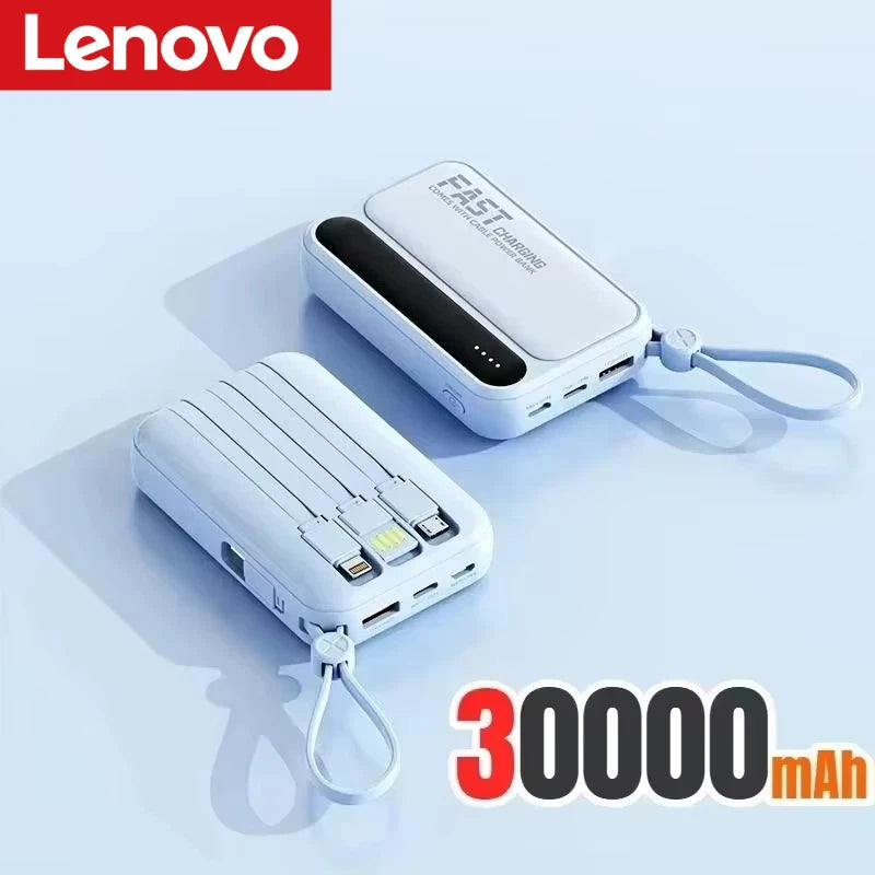 Lenovo 500000mAh Power Bank BuiIt in 4 Lines Super Fast Charging Large Capacity Portable External Battery for All Phones 2026New