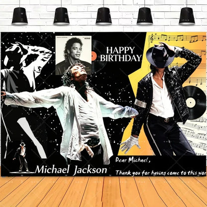 Michael Jacksons Birthday Party Decorations Fans Party Supplies Cake Topper Balloons Background Photo Studio Photography Props