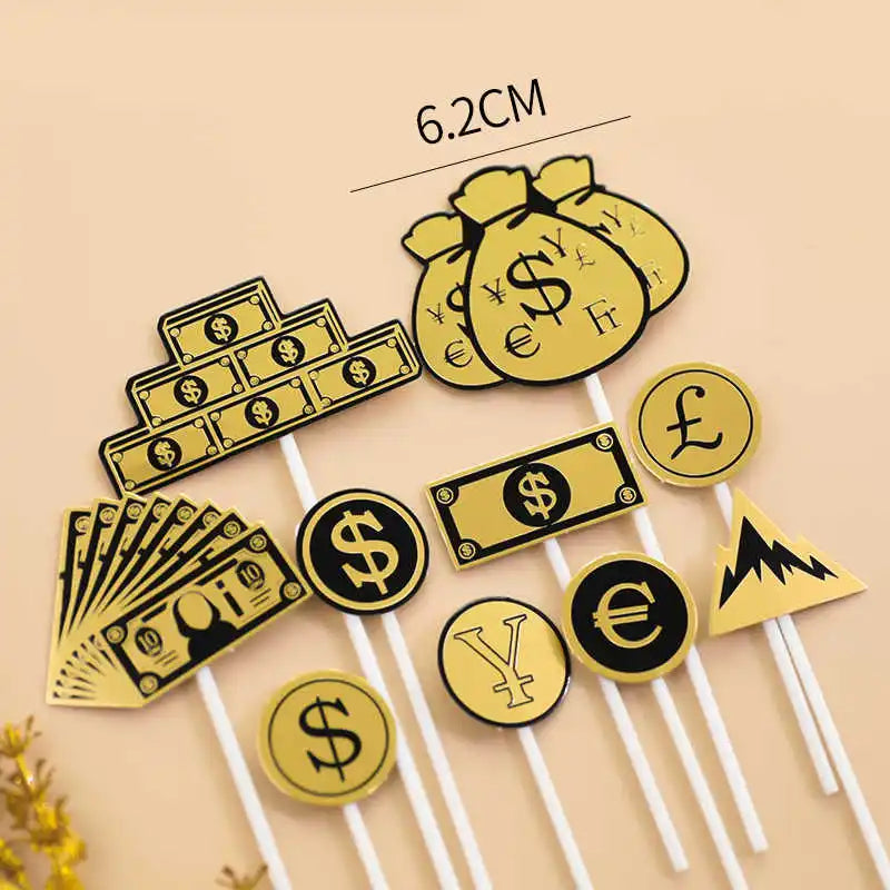 Dollar Cake Topper Car Figurine Money Cake Decorations For Richman Birthday Party Supplies Rich Money Dollar Theme Party Decors