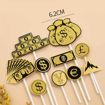 Dollar Cake Topper Car Figurine Money Cake Decorations For Richman Birthday Party Supplies Rich Money Dollar Theme Party Decors