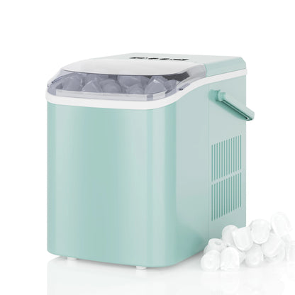 JHK Portable Kitchen Ice Machine Countertop Ice Maker with Handle 9 Bullet Ice Cubes Ready in 6 Mins Self-Cleaning Quiet Compact Ice Maker for Home Camping