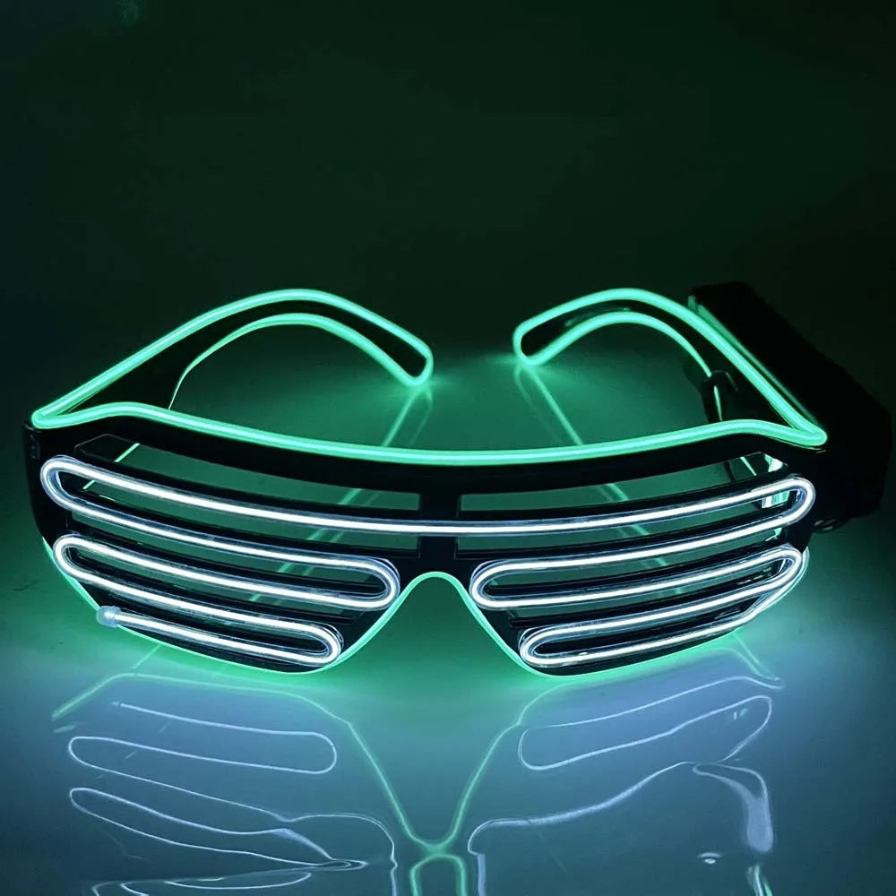 Wireless LED Glowing Glasses Cool Colorful Neon Glasses Double Colors Glow-in-the-dark Luminous Glasses Halloween Costumes