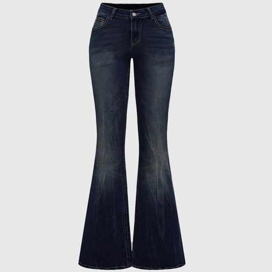 2026trendy Y2K Style Flare Jeans for Women Dark Wash Skinny Fit with