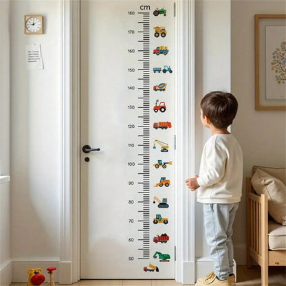 Cartoon Car Height Measurement Wall Stickers for Waterproof Removable PVC Kids Room Kindergarten Home Decoration