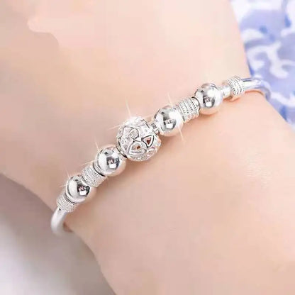 New Korean Fashion 925 Sterling Silver Lucky beads Bangles for women bracelets Luxury Designer party wedding jewelry gifts