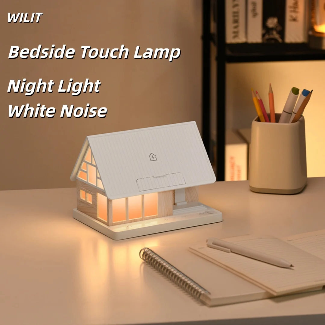 WILIT Bedside Touch Lamp with 10 Natural Sounds White Noise 15W Wireless Charging Night Light Clock Combination Atmosphere Light